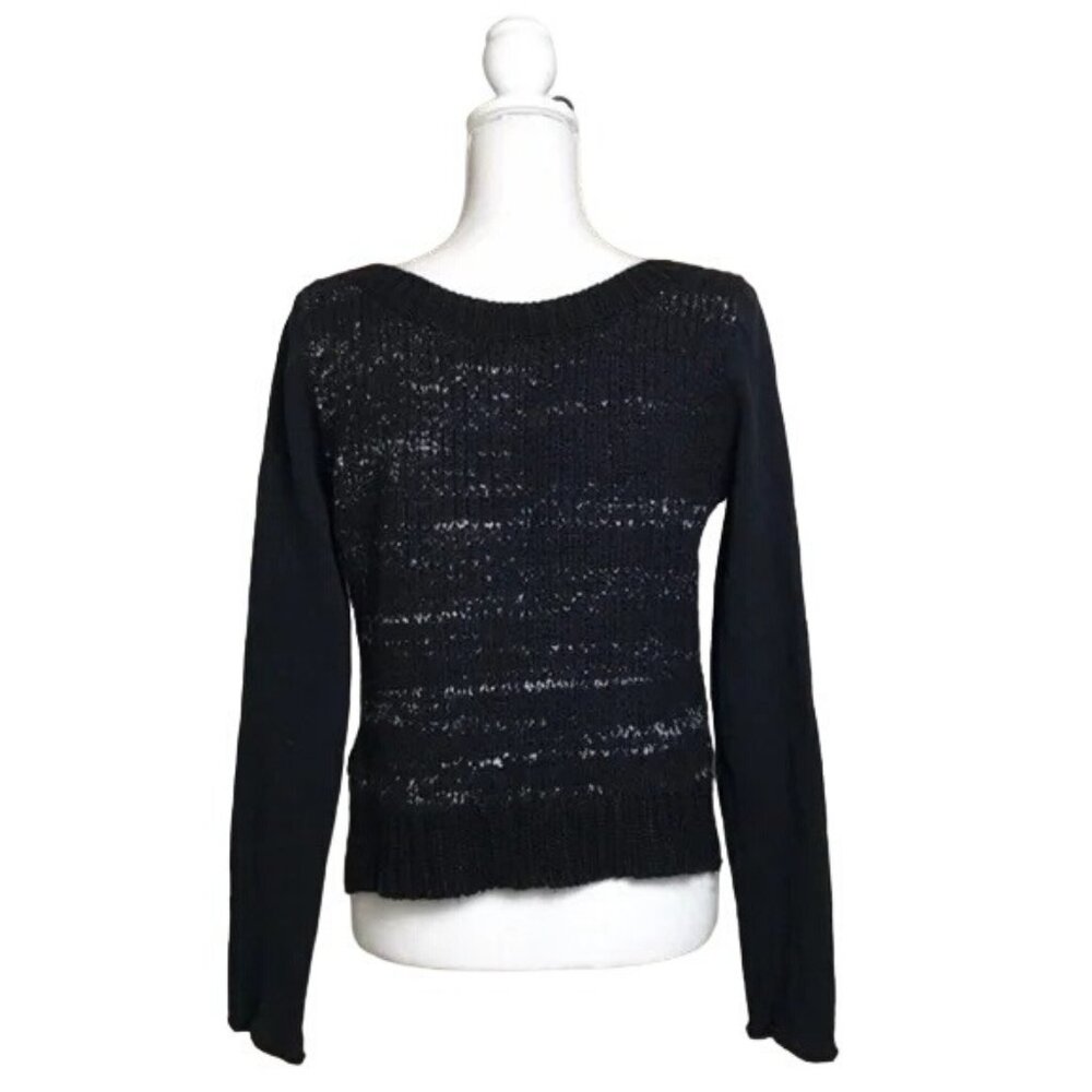 Free People Magic Rose Wool Alpaca Cropped Black Chunky Sweater - Picture 4 of 5
